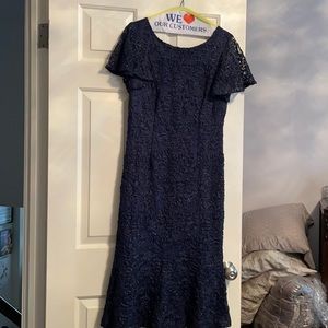 JS collection navy and gold stitching dress